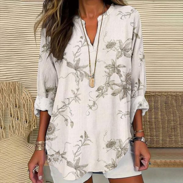 ⁦Women's Button Drop-shoulder Long-sleeve⁩ - الصورة ⁦5⁩