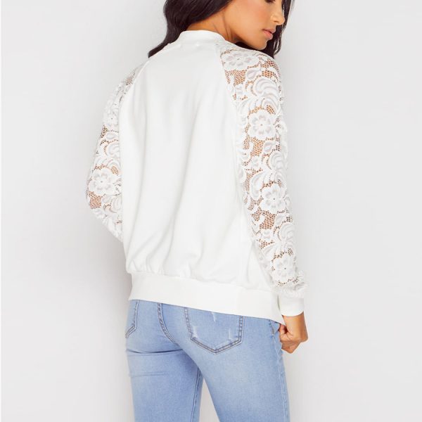 ⁦Women Bomber Jacket With Lace⁩ - الصورة ⁦4⁩