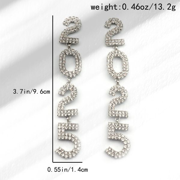⁦Women's Tassel Full Diamond Rhinestone 2025 Long Pendant Earrings⁩ - الصورة ⁦3⁩