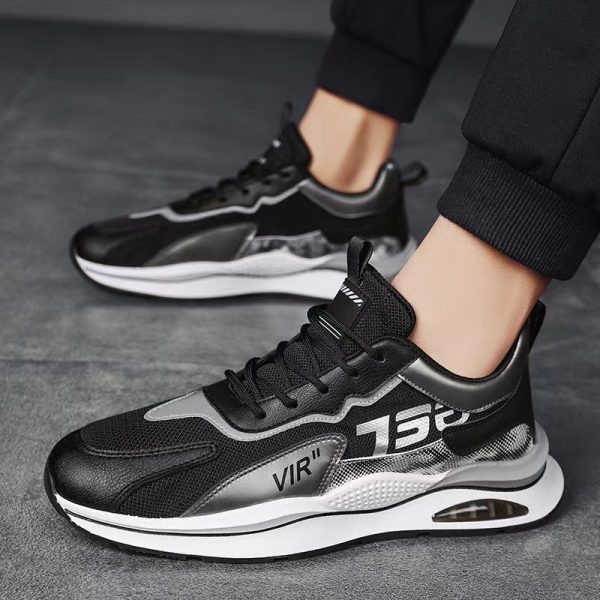 ⁦Air Cushion Mesh Sneakers Personalized Fashion Lace Up Sports Shoes Men Casual Versatile Breathable Walking Running Shoes⁩ - الصورة ⁦2⁩