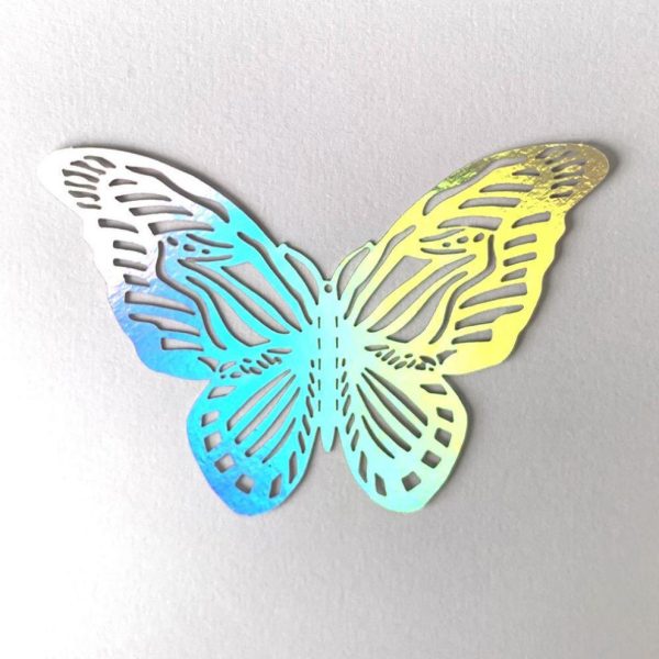 ⁦Butterfly Stickers Colorful Silver Hollow Paper 3d Wall Stickers Living Room Bedroom Wall Decoration Wall⁩ - الصورة ⁦10⁩