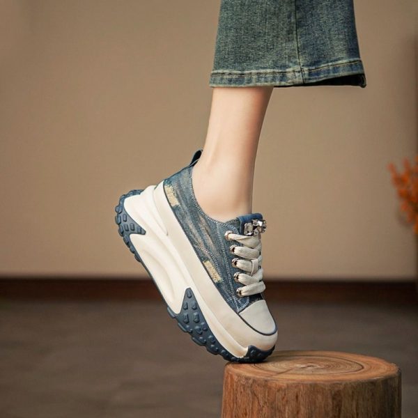 ⁦Summer Breathable Platform White Shoes Women⁩ - الصورة ⁦3⁩