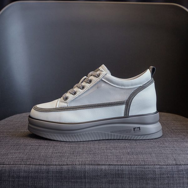 ⁦All-match Slimming Leather Breathable Mesh Platform Casual Women's Shoes⁩ - الصورة ⁦3⁩