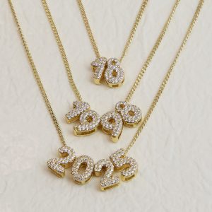 Brass 18K Zircon Diy Accessories Year Pendant