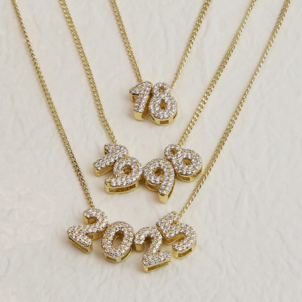 Brass 18K Zircon Diy Accessories Year Pendant