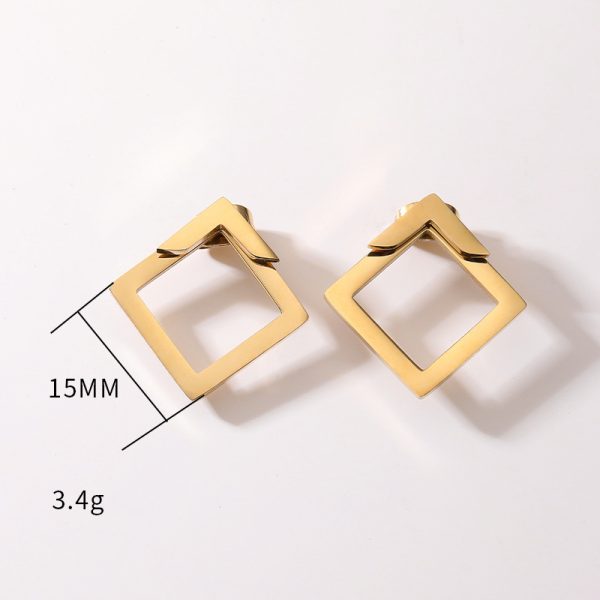 ⁦Women's Simple European And American Style Square Geometric Earrings For Women Trendy Simple Metal Ear Jewelry Accessories⁩ - الصورة ⁦3⁩