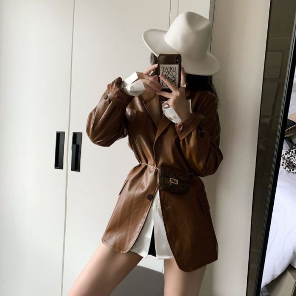 ⁦Women's Fashion Personality Retro Biker's Jacket⁩ - الصورة ⁦5⁩