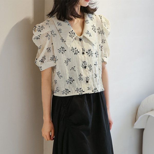 ⁦Women's Vintage Design Lapel Collar Shirt⁩ - الصورة ⁦2⁩