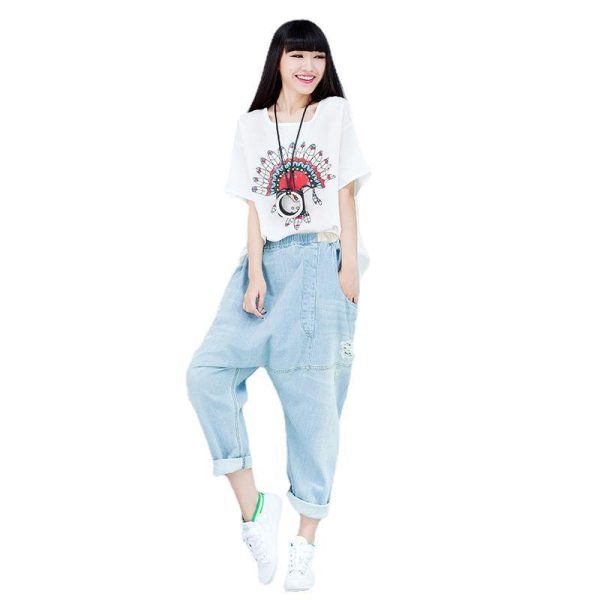 ⁦Baggy Pants Big Crotch Pants Loose Personality Hole Irregularly Slimming⁩ - الصورة ⁦4⁩