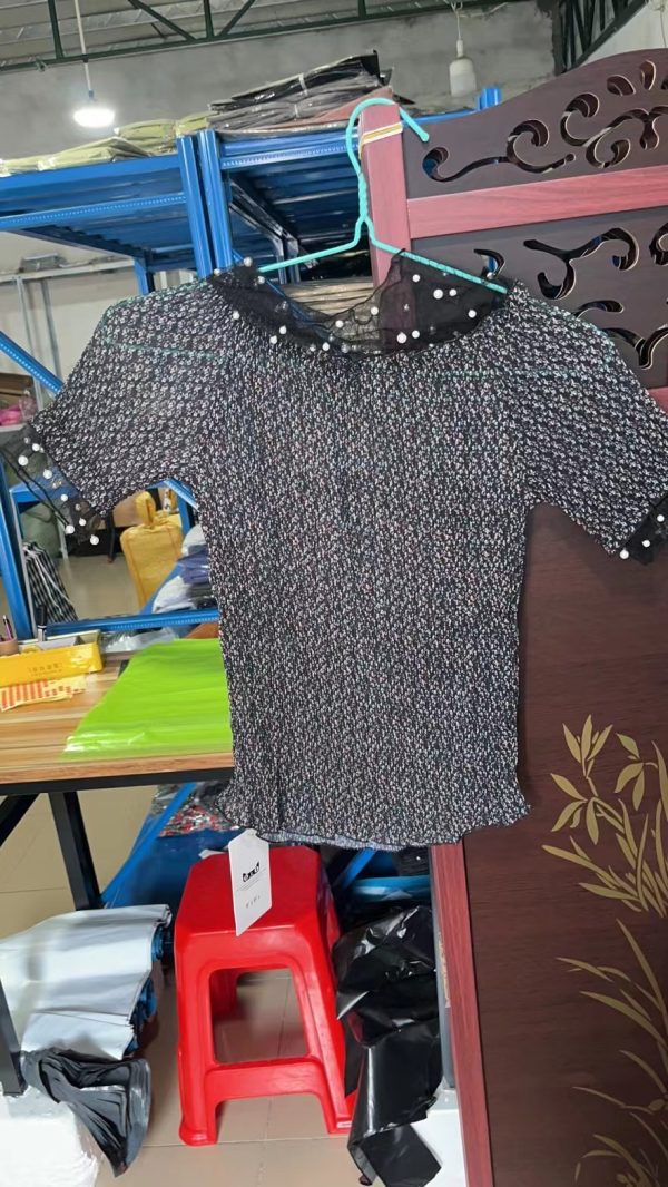 ⁦Blue Temperament Commuter Short-sleeved Pullover Loose Type⁩ - الصورة ⁦4⁩
