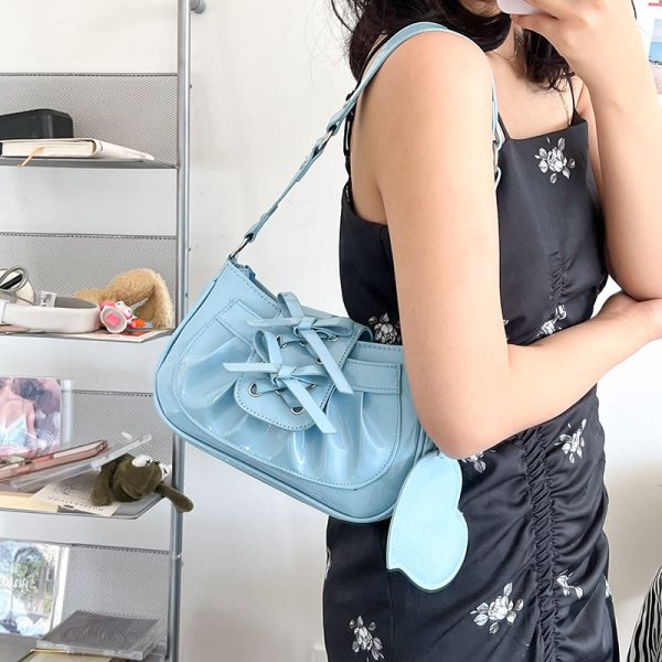 ⁦Women's Cute Girl Patent Leather Bow Single Shoulder Bag⁩ - الصورة ⁦5⁩