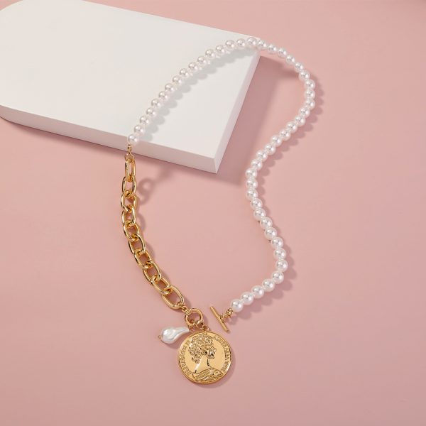 ⁦Stylish metal figurine pendant with chain of collarbone modeled on Pearl Necklace stitched by Balok⁩ - الصورة ⁦5⁩