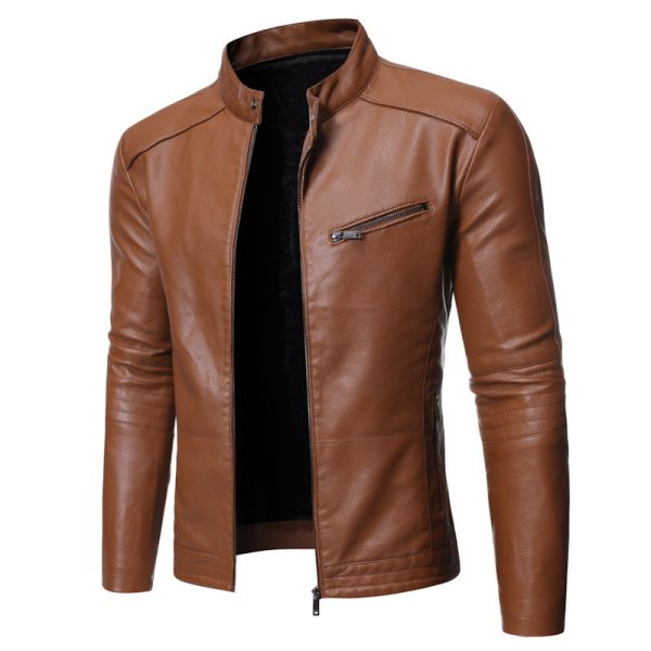⁦New European And American Men's Motorcycle Leather Jackets⁩ - الصورة ⁦5⁩