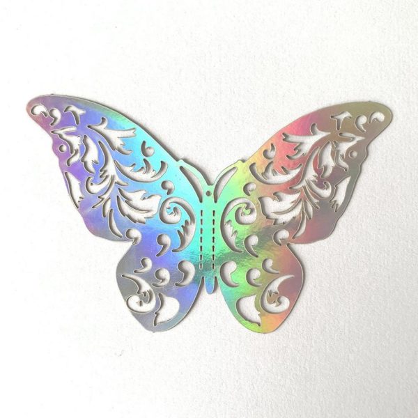 ⁦Butterfly Stickers Colorful Silver Hollow Paper 3d Wall Stickers Living Room Bedroom Wall Decoration Wall⁩ - الصورة ⁦7⁩