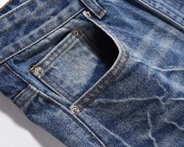 ⁦Advanced Lightning Crack Washed Distressed Design Jeans For Men⁩ - الصورة ⁦7⁩
