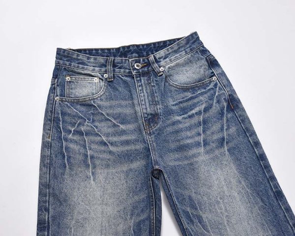 ⁦Advanced Lightning Crack Washed Distressed Design Jeans For Men⁩ - الصورة ⁦4⁩